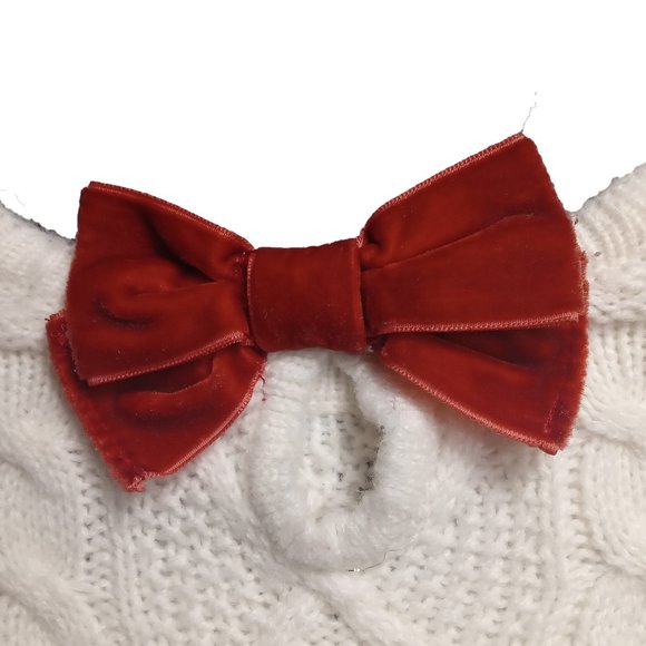 Janie and Jack White Cable Knit Pullover Sweater With Red Bow Size US 3-6M - Picture 3 of 5